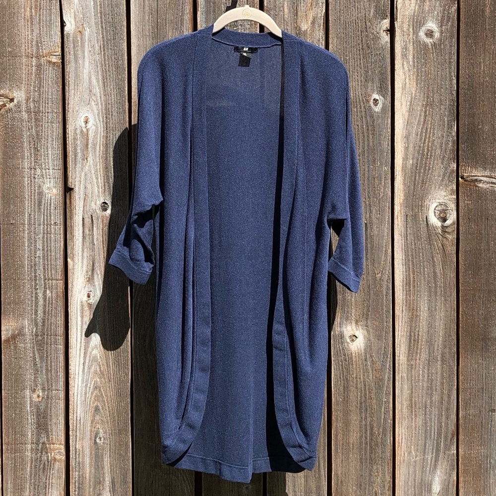H&M blue open cardigan sweater size extra small